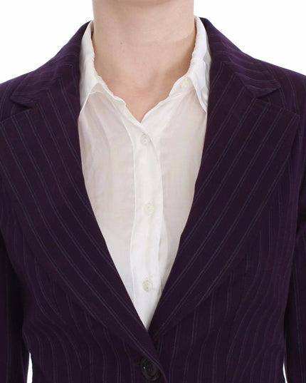BENCIVENGA Purple Striped Stretch Coat Blazer Pants Suit