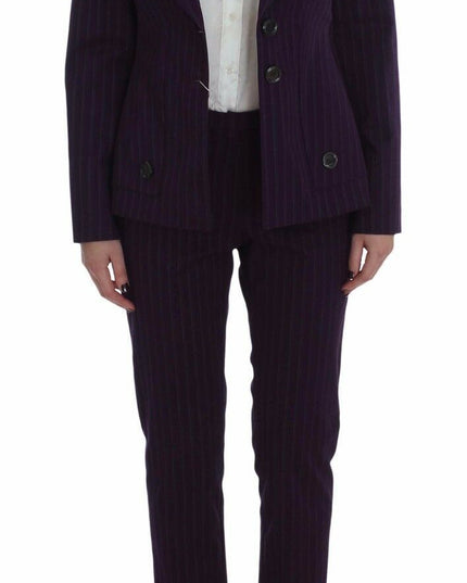 BENCIVENGA Purple Striped Stretch Coat Blazer Pants Suit