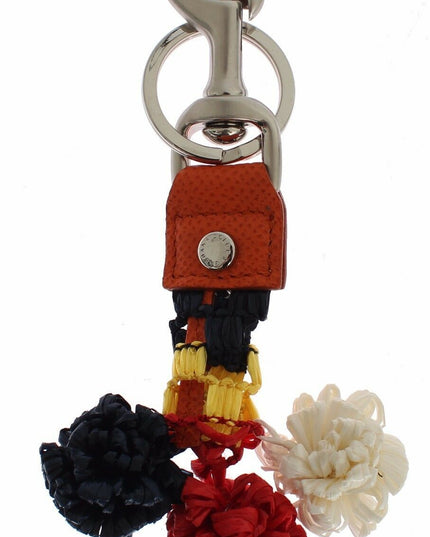 Dolce & Gabbana Multicolor Raffia Leather Clasp Finder Chain Keyring