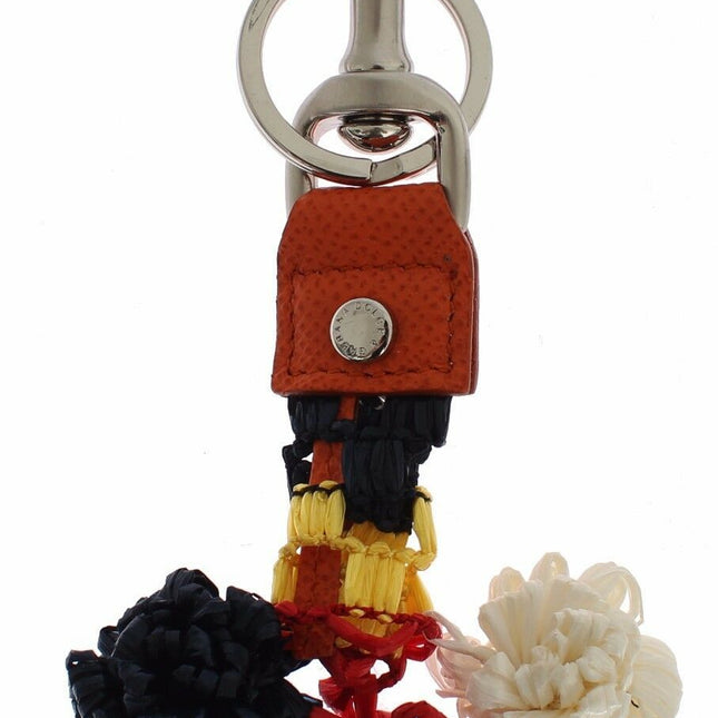 Dolce & Gabbana Multicolor Raffia Leather Clasp Finder Chain Keyring