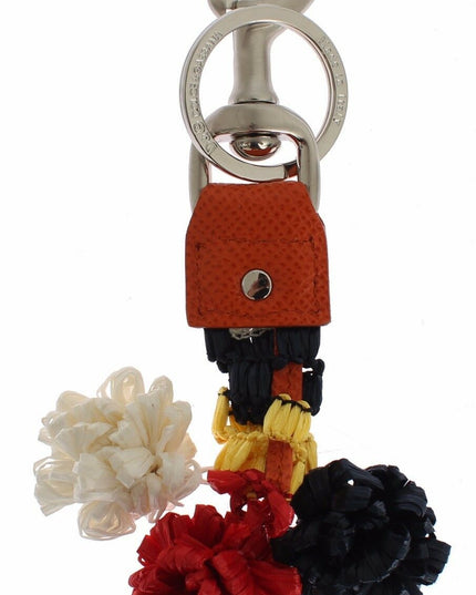 Dolce & Gabbana Multicolor Raffia Leather Clasp Finder Chain Keyring