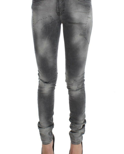 John Galliano Gray Wash Cotton Blend Slim Fit Denim Jeans Pants