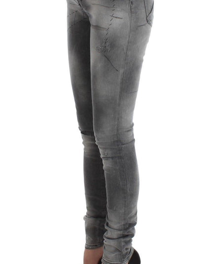 John Galliano Gray Wash Cotton Blend Slim Fit Denim Jeans Pants