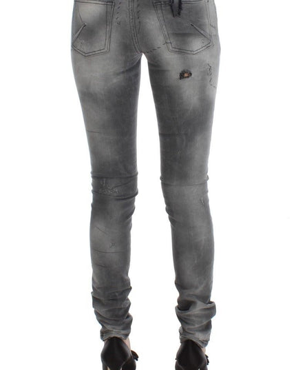 John Galliano Gray Wash Cotton Blend Slim Fit Denim Jeans Pants