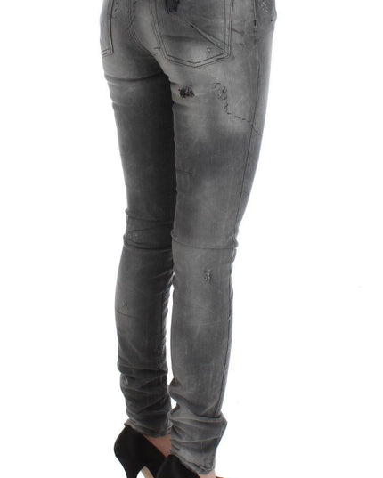 John Galliano Gray Wash Cotton Blend Slim Fit Denim Jeans Pants
