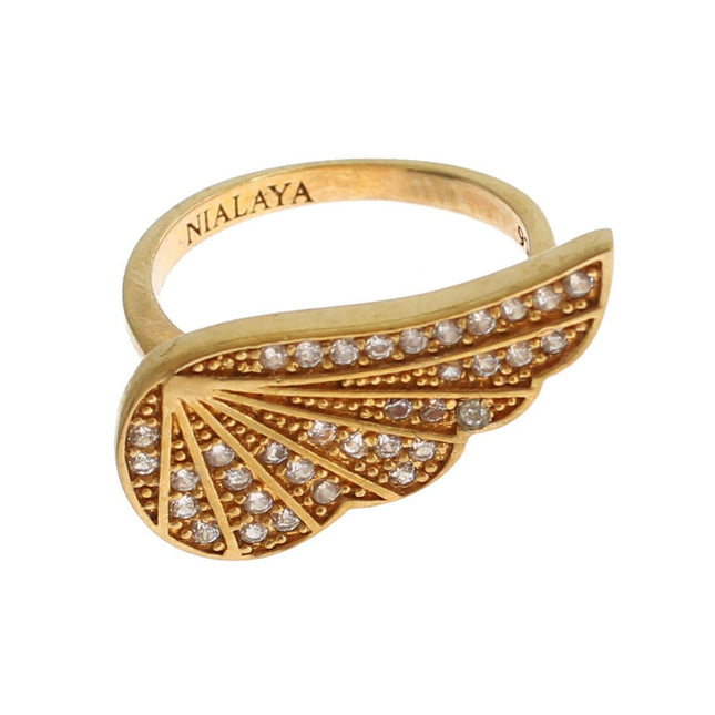 Nialaya Womens Clear CZ Gold 925 Silver Authentic Ring