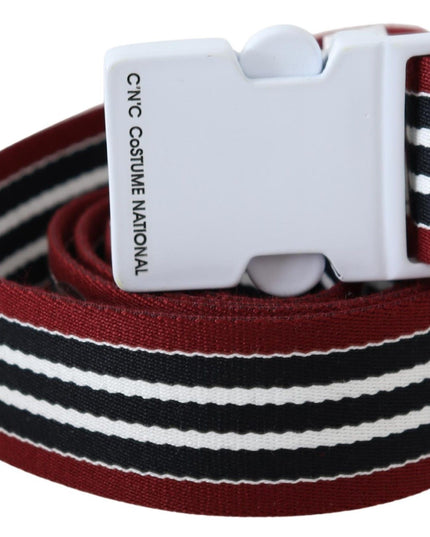 Costume National Black Red Stripe White Logo Buckle Waist Belt
