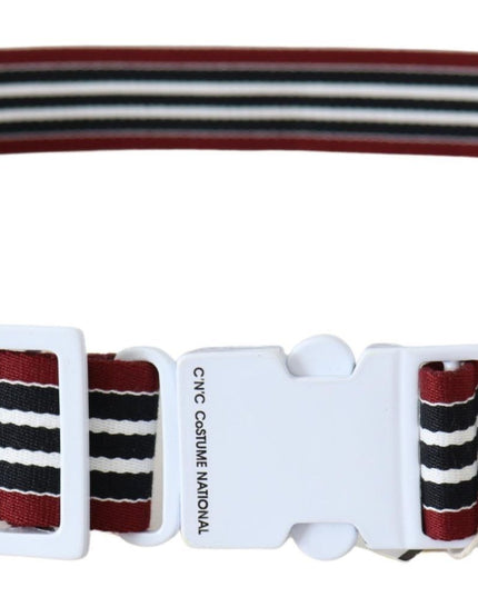 Costume National Black Red Stripe White Logo Buckle Waist Belt