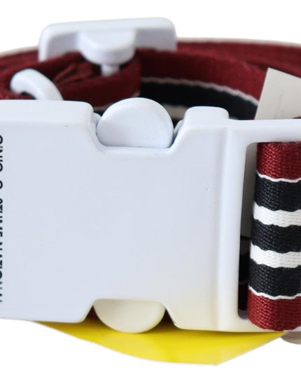 Costume National Black Red Stripe White Logo Buckle Waist Belt