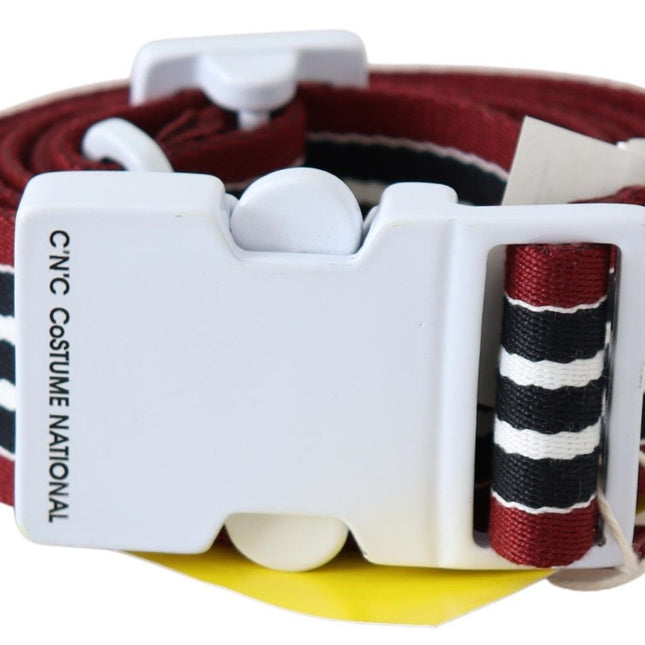 Costume National Black Red Stripe White Logo Buckle Waist Belt
