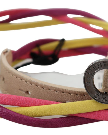 Costume National Multicolor Twisted Leather Circle Buckle Belt