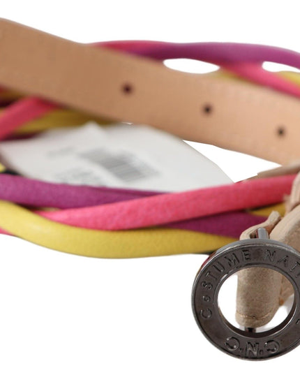 Costume National Multicolor Twisted Leather Circle Buckle Belt