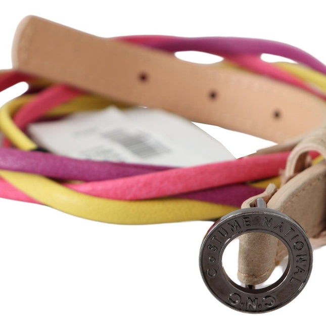 Costume National Multicolor Twisted Leather Circle Buckle Belt