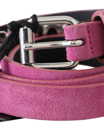 Just Cavalli Pink Silver Chrome Metal Buckle Waist Belt