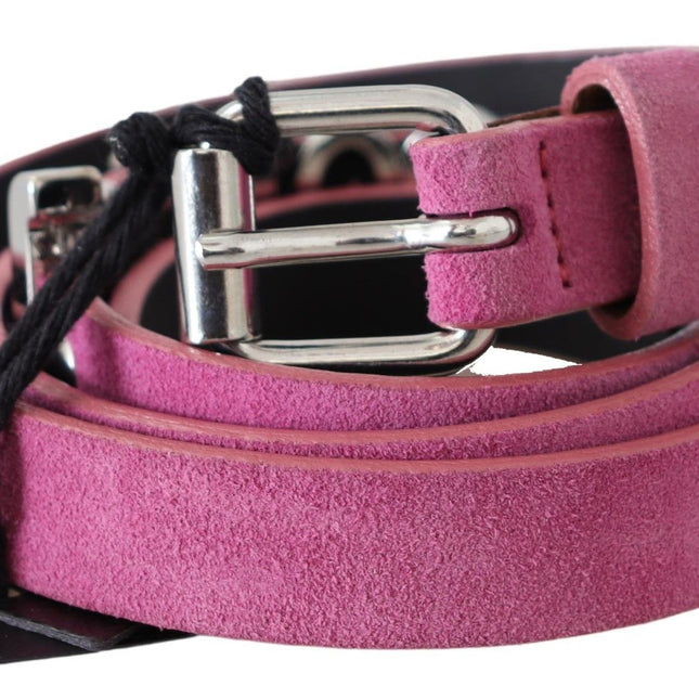 Just Cavalli Pink Silver Chrome Metal Buckle Waist Belt