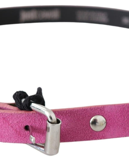 Just Cavalli Pink Silver Chrome Metal Buckle Waist Belt