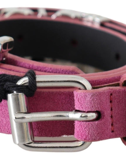 Just Cavalli Pink Silver Chrome Metal Buckle Waist Belt