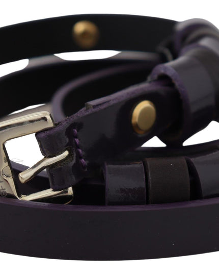 GF Ferre Black Leather Thin Gold Metal Chrome Buckle Belt