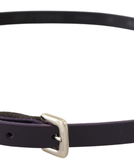 GF Ferre Black Leather Thin Gold Metal Chrome Buckle Belt