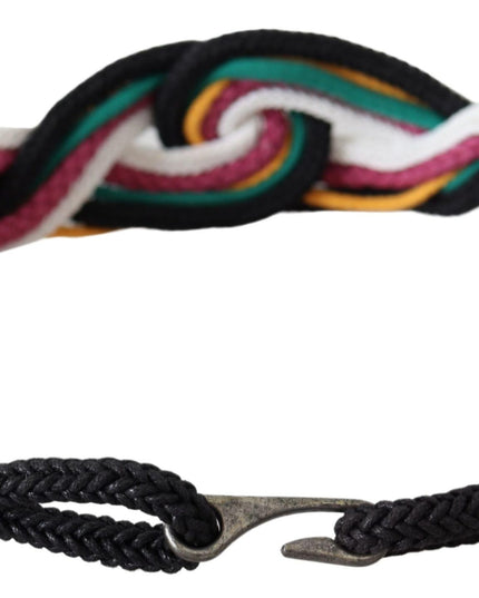 Costume National Multicolor Rope Leather Rustic Hook Buckle Belt