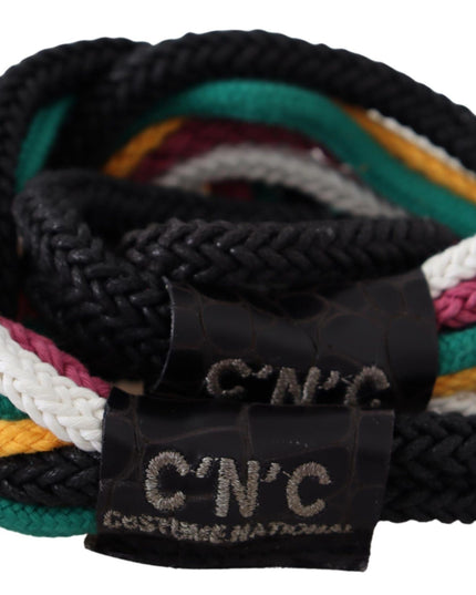 Costume National Multicolor Rope Leather Rustic Hook Buckle Belt