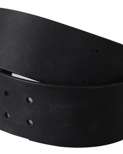 GF Ferre Black Genuine Leather Wide Logo Waist Belt