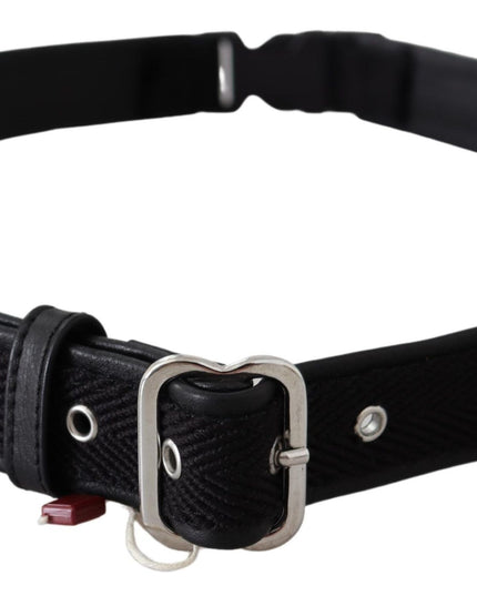 GF Ferre Black Leather Silver Chrome Metal Buckle Belt