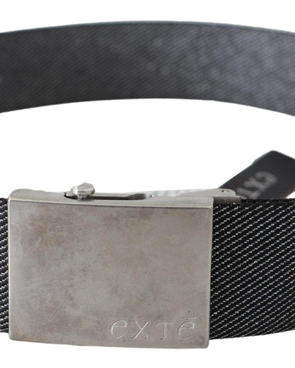 Exte Black Silver Metal Brushed Buckle Waist Belt