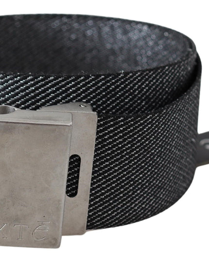 Exte Black Silver Metal Brushed Buckle Waist Belt