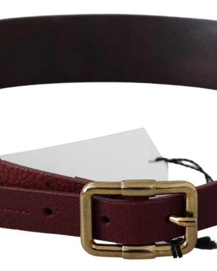 GF Ferre Brown Leather Wide Gold Chrome Logo Buckle Belt