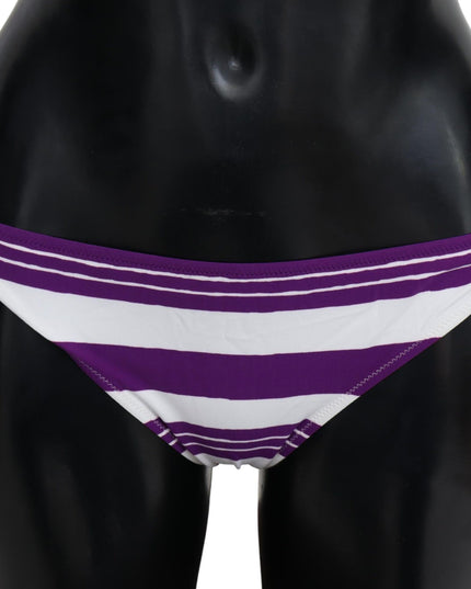 Dolce & Gabbana Purple White Stripes Beachwear Bikini Bottom