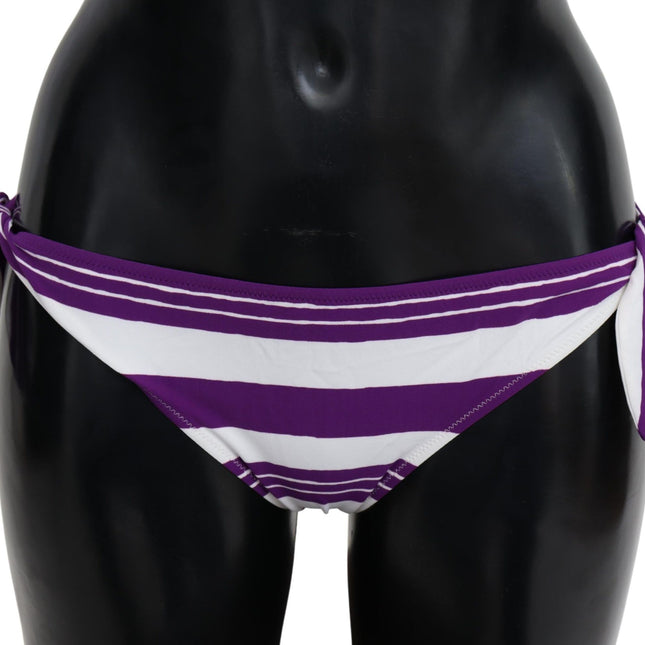 Dolce & Gabbana Purple White Stripes Beachwear Bikini Bottom