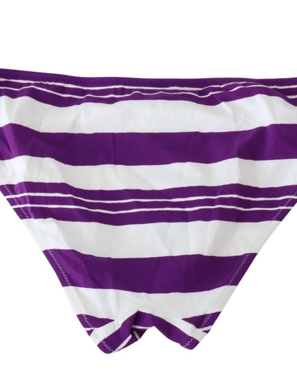 Dolce & Gabbana Purple White Stripes Beachwear Bikini Bottom