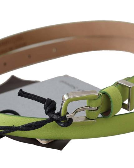 Scervino Street Green Leather Chartreuse Silver Green Buckle Belt