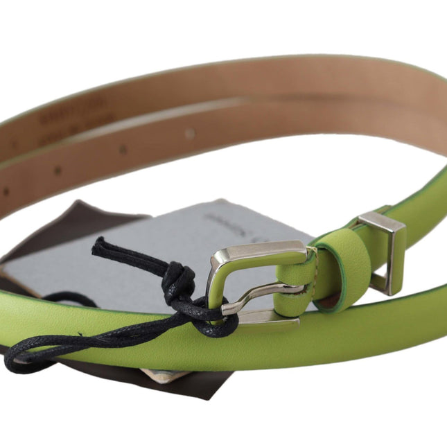 Scervino Street Green Leather Chartreuse Silver Green Buckle Belt
