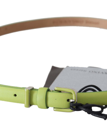 Scervino Street Green Leather Chartreuse Silver Green Buckle Belt