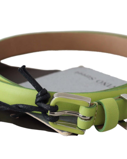 Scervino Street Green Leather Chartreuse Silver Green Buckle Belt