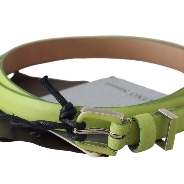 Scervino Street Green Leather Chartreuse Silver Green Buckle Belt