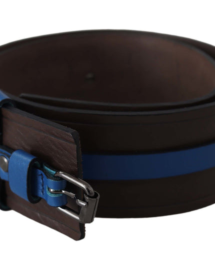 Costume National Brown Thin Blue Line Leather Buckle Belt