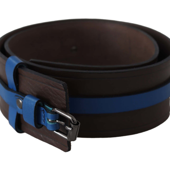 Costume National Brown Thin Blue Line Leather Buckle Belt