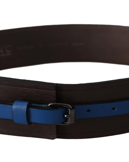 Costume National Brown Thin Blue Line Leather Buckle Belt