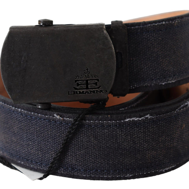 Ermanno Scervino Blue Leather Ratchet Buckle Belt