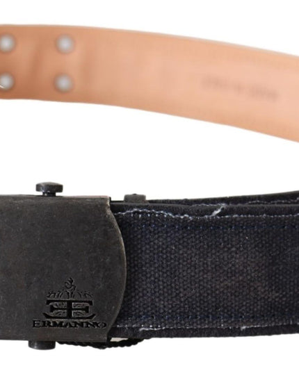Ermanno Scervino Blue Leather Ratchet Buckle Belt