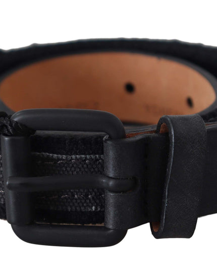 Ermanno Scervino Black Leather Logo Buckle Waist