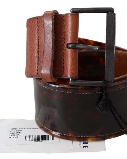 Ermanno Scervino Dark Brown Leather Wide Buckle Belt