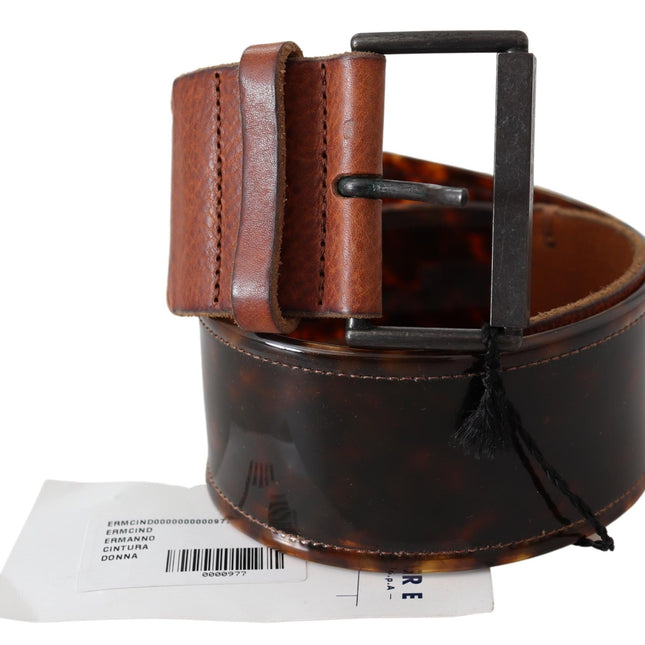 Ermanno Scervino Dark Brown Leather Wide Buckle Belt