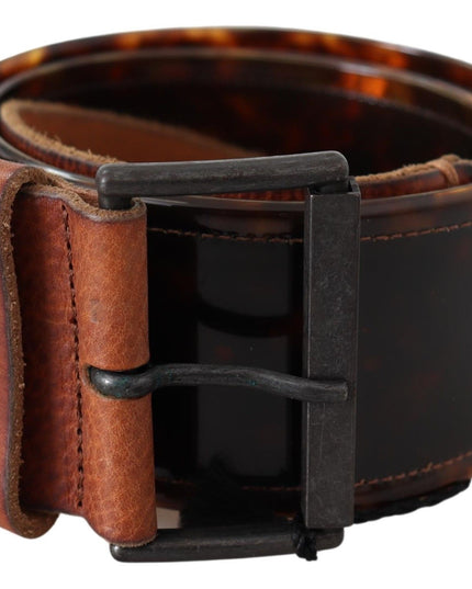 Ermanno Scervino Dark Brown Leather Wide Buckle Belt