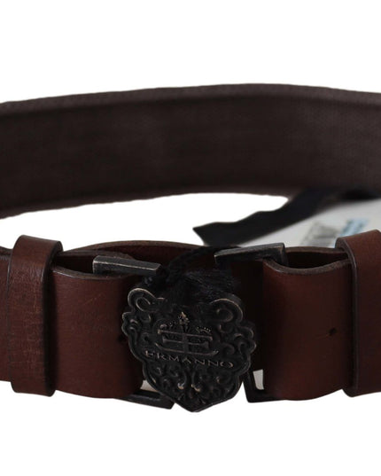 Ermanno Scervino Dark Brown Leather Wide Buckle Waist Belt