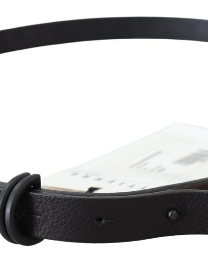 Costume National Brown Leather Skinny Round Buckle Belt