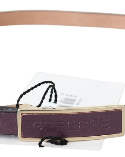 GF Ferre Gold Logo Buckle Waist Leather Skinny Belt